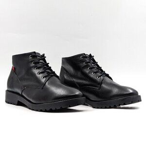 Marc Joseph NY Women Spring Black Leather Mini Grainy Lace up Boots size 8.5